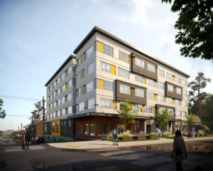 Rendering showing new apartment complex